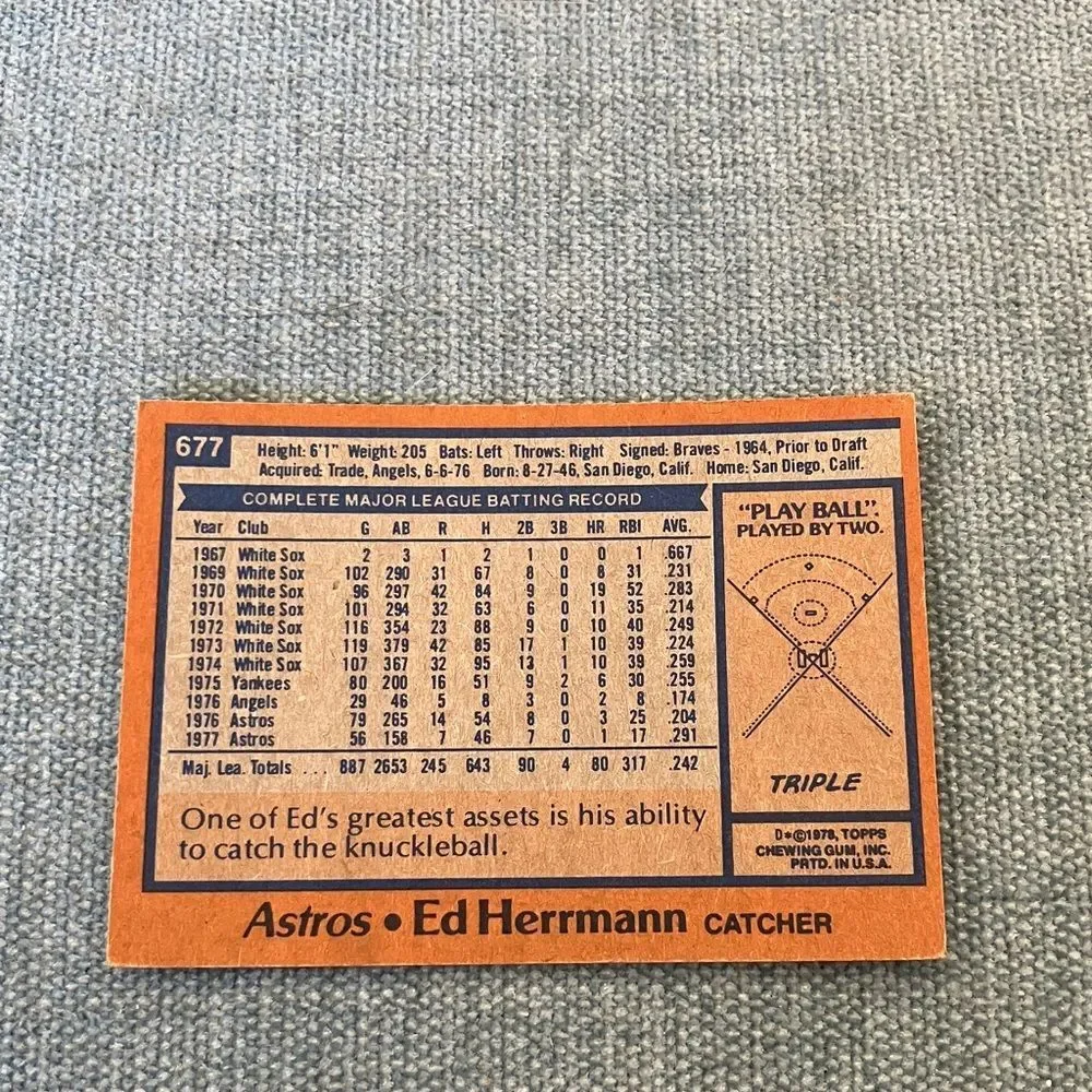1978 Topps Houston Astros Baseball Card Trading Card